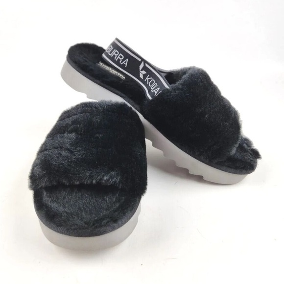 UGG Koolaburra Fluffy Slingback Sandal 8 black gray - Picture 1 of 10